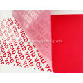 Customized Void Sticker Red Total Transfer Tamper Evident Printing Material Manufactory